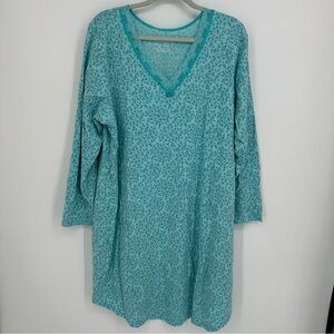 CACIQUE Floral Long Sleeve V-Neck Intimates Sleepwear Dress Plus Size 22/24
